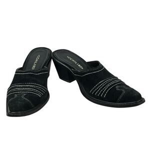 Chili Black Suede Slip-on Kitten Heels - Size 6M